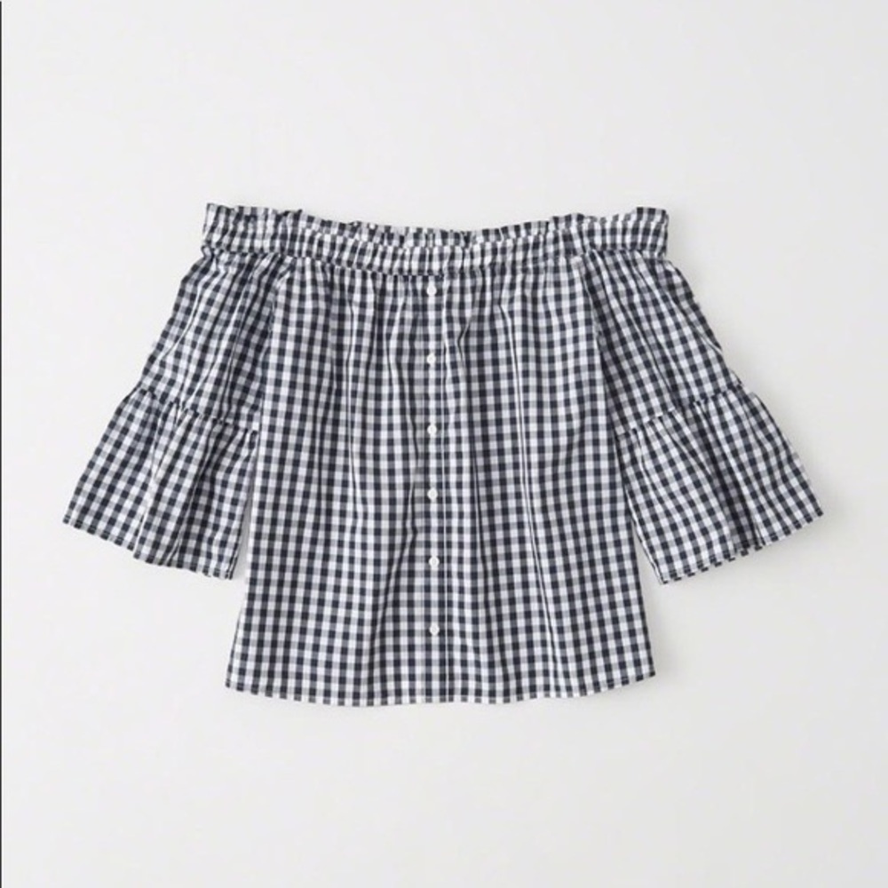 Plaid off the shoulder blouse
